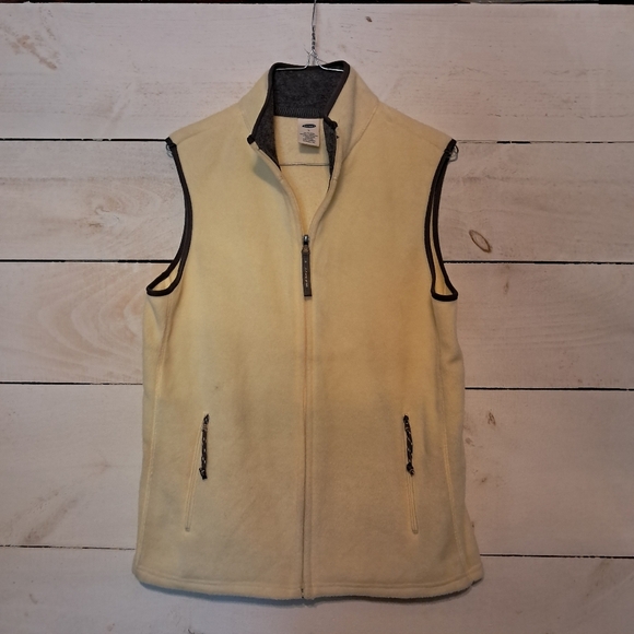 Old Navy Vest Womens Medium Yellow Zip Up Lightweight Fleece Outdoor Casual Vest - Picture 1 of 8